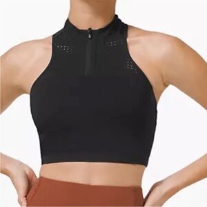 lululemon athletica Black High-Neck Zip Crop Tank